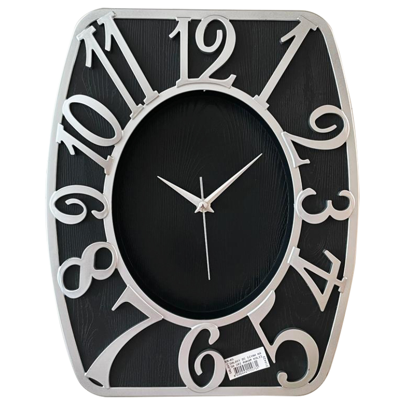 HORLOGE MURALE 37X31 CM MIX GRIS OR/ARGENT NOIR