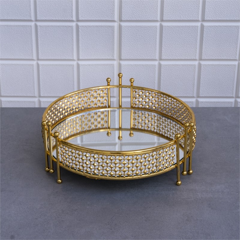 PLATEAU DECO PYRAMIDE ROND 25 CM MODELE OR 