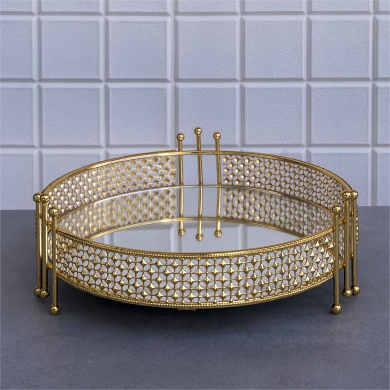 PLATEAU DECO PYRAMIDE ROND 30 CM MODELE OR 