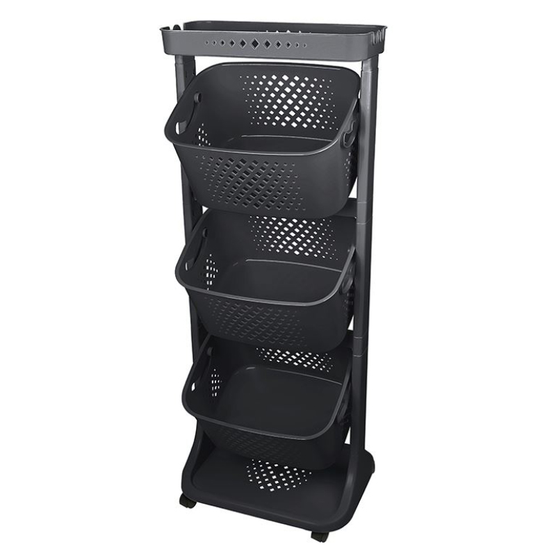ETAGERE A ROULETTE 44X33X112 CM GRIS
