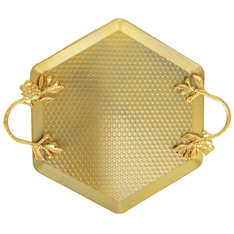 PLATEAU DECO PLASTIQUE 37X29 CM MIX OR/ARGENT