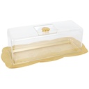 BOITE A GATEAU AVEC COUVERCLE TRANSPARENT PLASTIQUE MODELE OR - 38 * 17 * 14 cm
