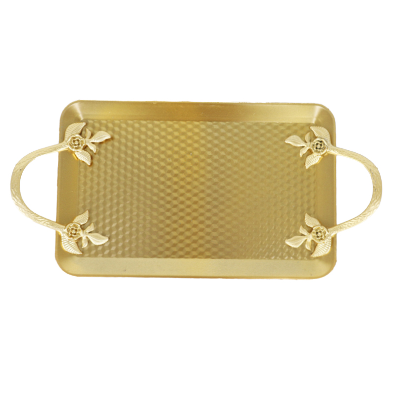 PLATEAU DECO PLASTIQUE MIX OR/ARGENT - 37 * 18 cm