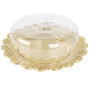 BOITE A GATEAU AVEC COUVERCLE TRANSPARENT PLASTIQUE MODELE OR - 32 * 10 cm