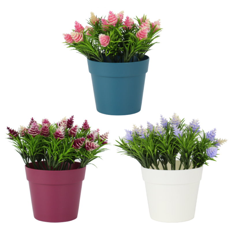 POT FLEUR DECO 24X8 CM MIX BLEU/ROSE