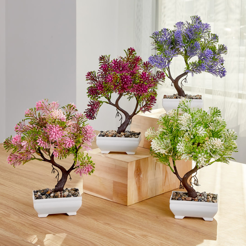 POT FLEUR DECO 26X11X7 CM MIX ROSE/VIOLET/BLEU/BLANC