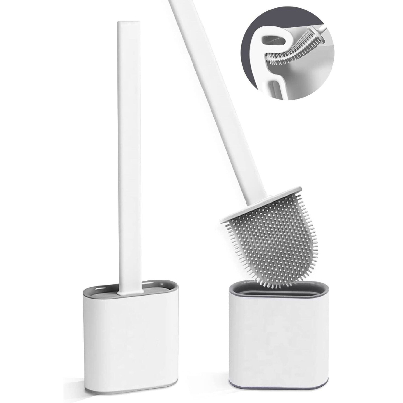 BROSSE SYLICONE TOILETTE AVEC SUPPORT 34X10 CM MIX BLANC/NOIR