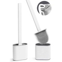 BROSSE SYLICONE TOILETTE AVEC SUPPORT 34X10 CM MIX BLANC/NOIR
