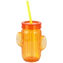 BOUTEILLE ENFANT PLASTIQUE 14X11.5 CM MODELE CACTUS MIX VERT/ORANGE/JAUNE/CUIVRE