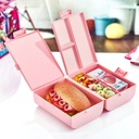 BOITE A DEJEUNER DOUBLE COMPARTIMENTS 16X11X16 CM MIX BLEU/ROSE