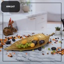 PLATEAU DECO FEUILLE MODELE OR - 49 * 16 * 3 cm