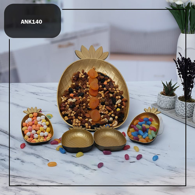 SET 5 PIECES PLATEAU DECO ANANAS MODELE OR - 4(13*8*2)cm - 1(31*22*3)cm