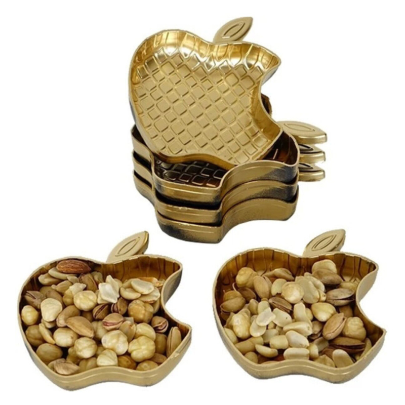 SET 6 MINI ASSIETTES DECO POMME MODELE OR 6(10*10*2)cm