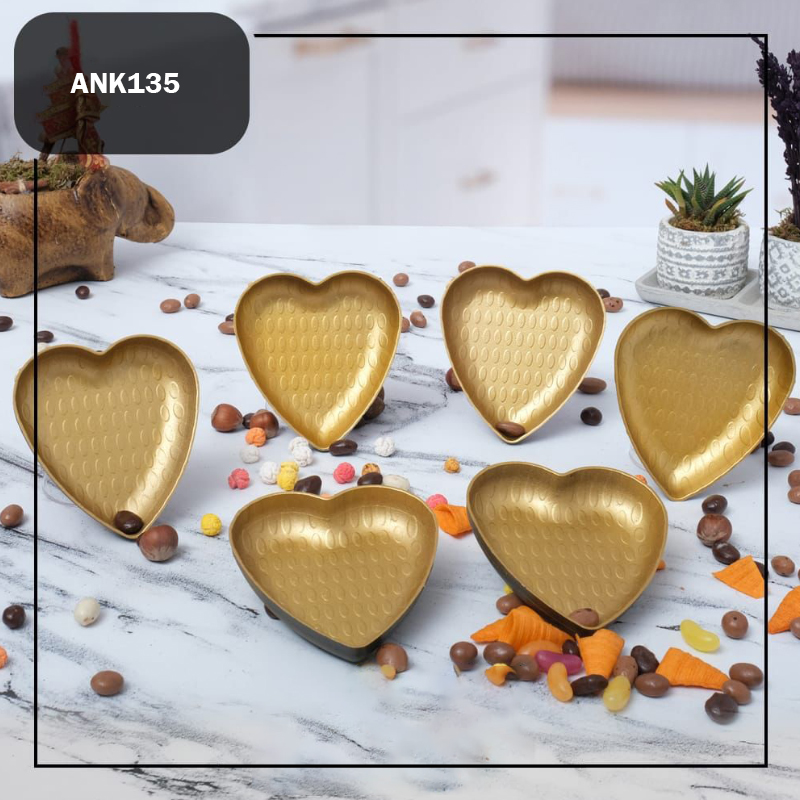 SET 6 MINI ASSIETTES DECO COEURMODELE OR 6(11*10*2)cm