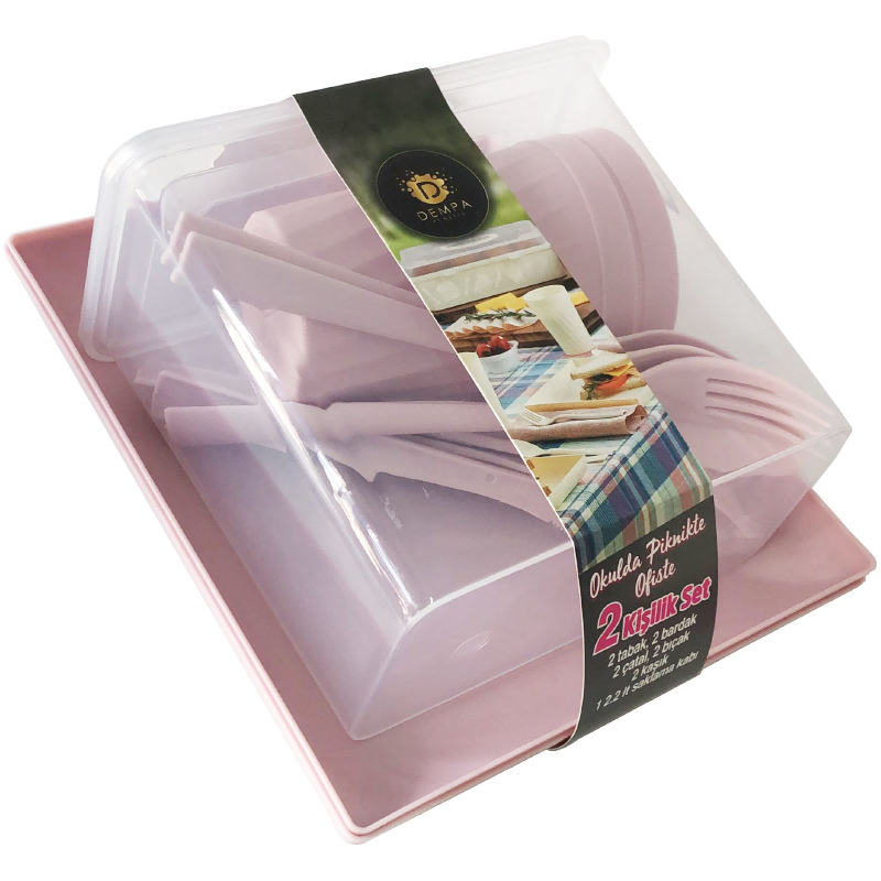 SET PIC NIC 12 PIECES PLASTIQUE  21 x 18 x 9 cm MIX GRIS/ROSE