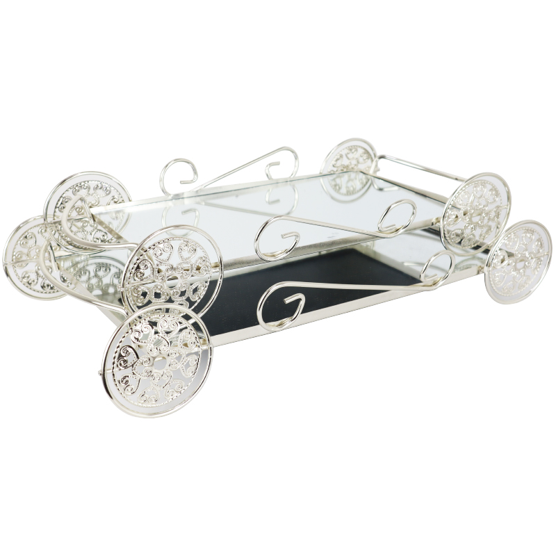 SET 2 PLATEAU DESIGN CAROSSE 40X19 / 44X26 MODELE ARGENT