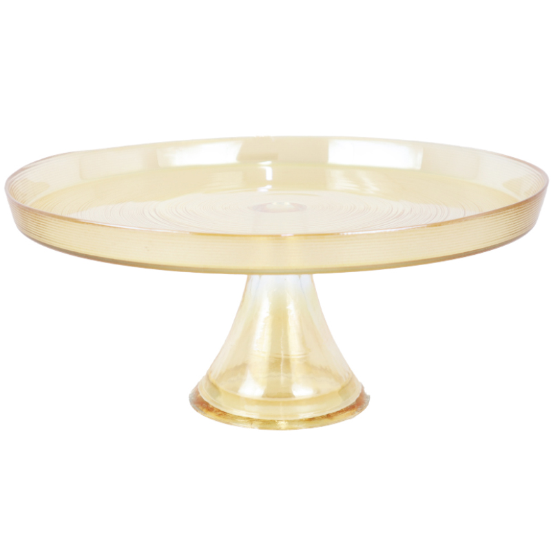 PLAT SERVICE LUXE AVEC PIED EN VERRE 28 CM 