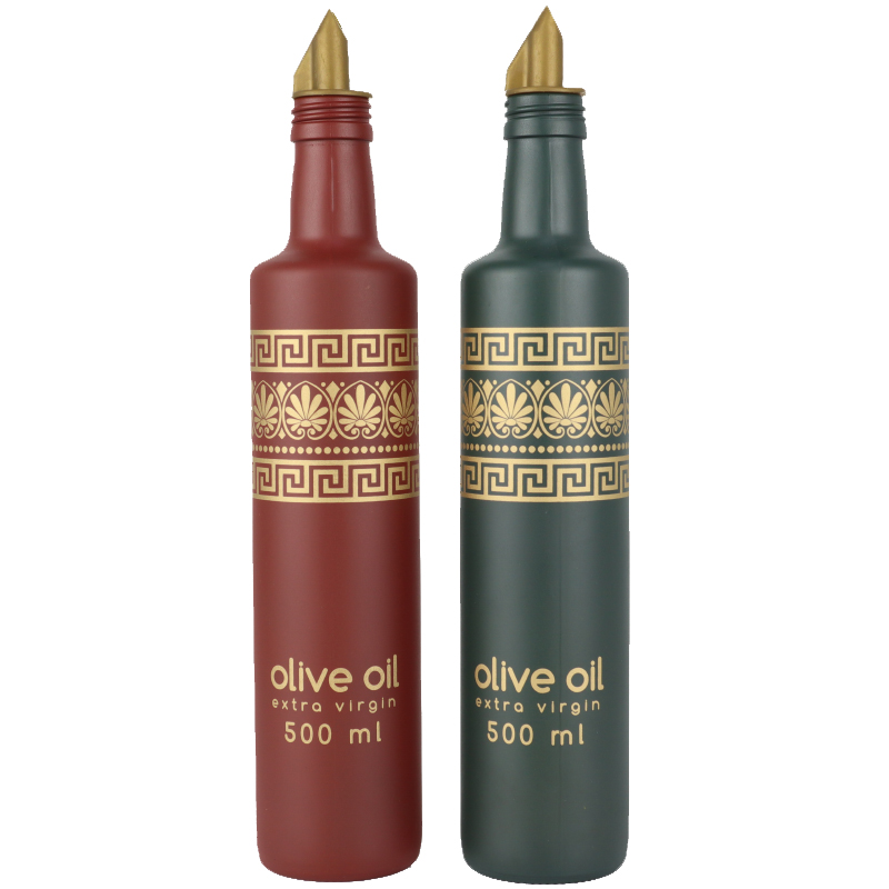 BOUTEILLE HUILE VERRE 500 CC MIX VERT/ROUGE