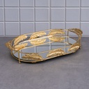 PLATEAU DECO FEUILLE OVAL 48X28X5 CM MODELE OR