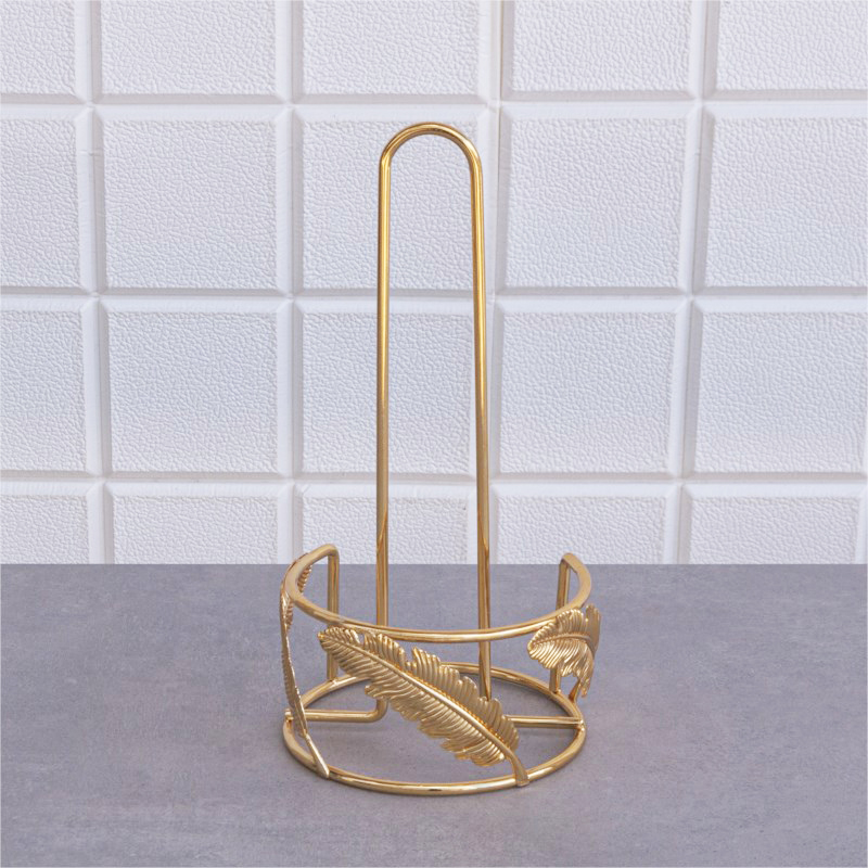 PORTE SERVIETTE DECO FEUILLE 13X13X29 CM MODELE OR 
