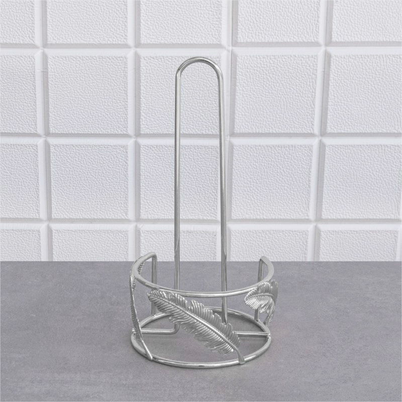PORTE SERVIETTE DECO FEUILLE 13X13X29 CM MODELE ARGENT