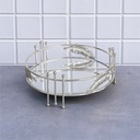 PLATEAU DECO FEUILLE ROND 25 CM MODELE ARGENT