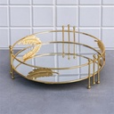 PLATEAU DECO FEUILLE ROND 30 CM MODELE OR 