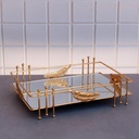 PLATEAU DECO FEUILLE RECTANGULAIRE 26X36X10 CM MODELE OR 