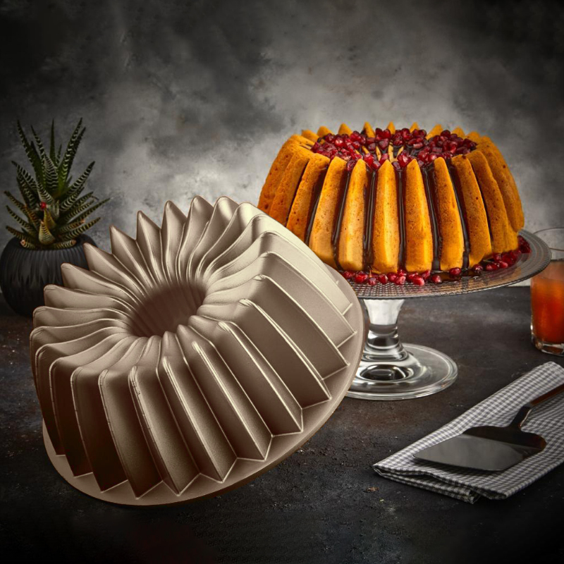 MOULE GATEAU GRANIT 26X10 CM MIX BEIGE/BLEU