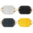 PLATEAU DECO OCTOOGONAL METAL 28X48 CM MIX NOIR/JAUNE/BEIGE/BLANC/GRIS