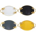 PLATEAU DECO OVAL METAL 21X30 CM MIX NOIR/JAUNE/BEIGE/BLANC/GRIS