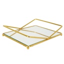 PLATEAU DECO METAL CARRE COULEUR OR 18X6 CM 