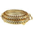 SET 3 PLATEAUX OVAL MODELE OR 28X19X6 / 35X26X8 / 40X32X8 CM - MIX 3 DESIGNS 