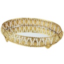 PLATEAU DECO OVAL METAL MODELE OR 28X14X6 CM - MIX 3 DESIGNS