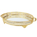 PLATEAU DECO OVAL METAL MODELE OR 35X26X8 CM - MIX 3 DESIGNS