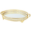 PLATEAU DECO OVAL METAL MODELE OR 40X32X7 CM - MIX 3 DESIGNS