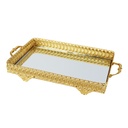 PLATEAU DECO RECTANGULAIRE METAL MODELE OR 39X26X8 CM - MIX 3 DESIGNS