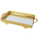 PLATEAU DECO RECTANGULAIRE METAL MODELE OR 41X28X8 CM - MIX 3 DESIGNS