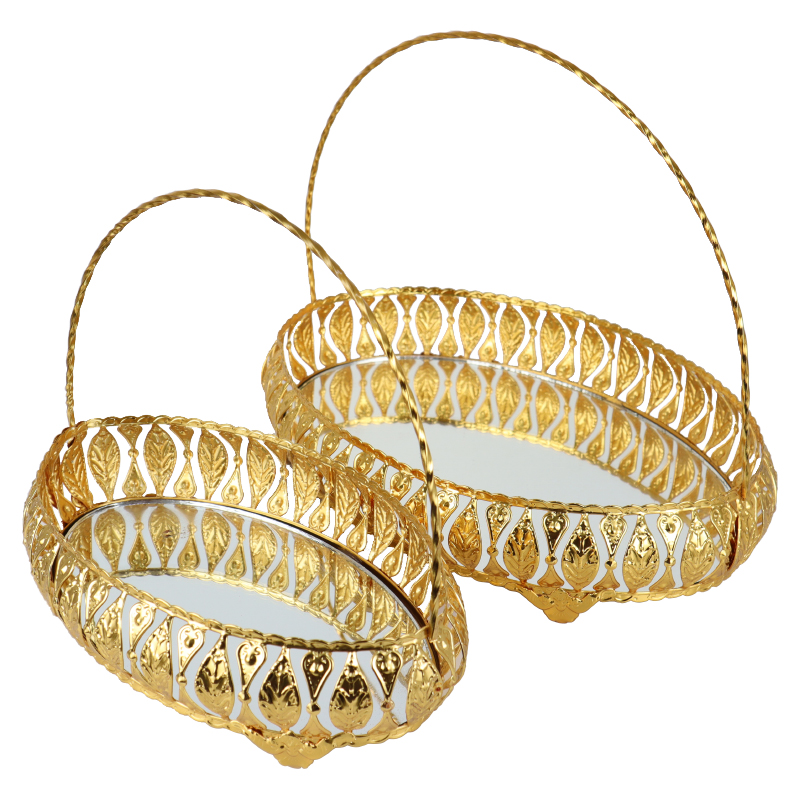 SET 2 PIECES PANIER DECO MODELE OR 22.5x13 cm / 20x29 cm