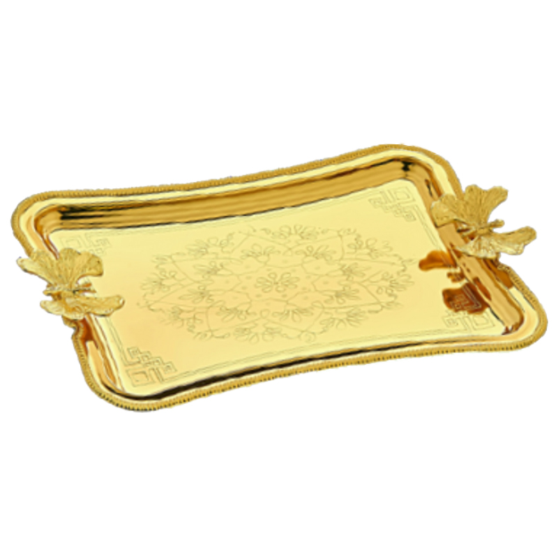 PLATEAU DECO METAL 27X17 CM MODELE OR 