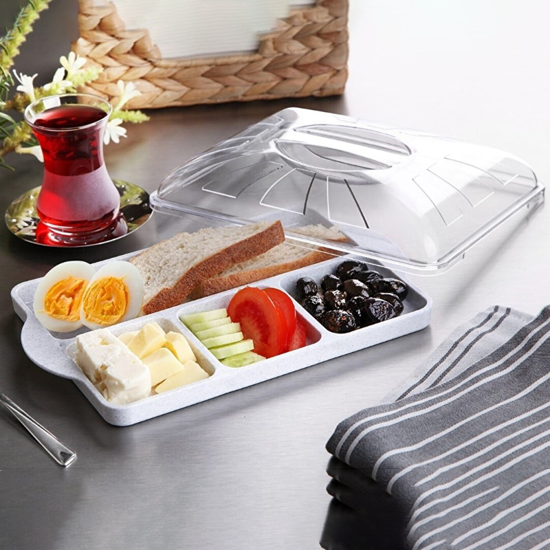 BOITE PETIT DEJEUNER 4 COMPARTIMENTS 27X18X 6 CM CRYSTAL MAT