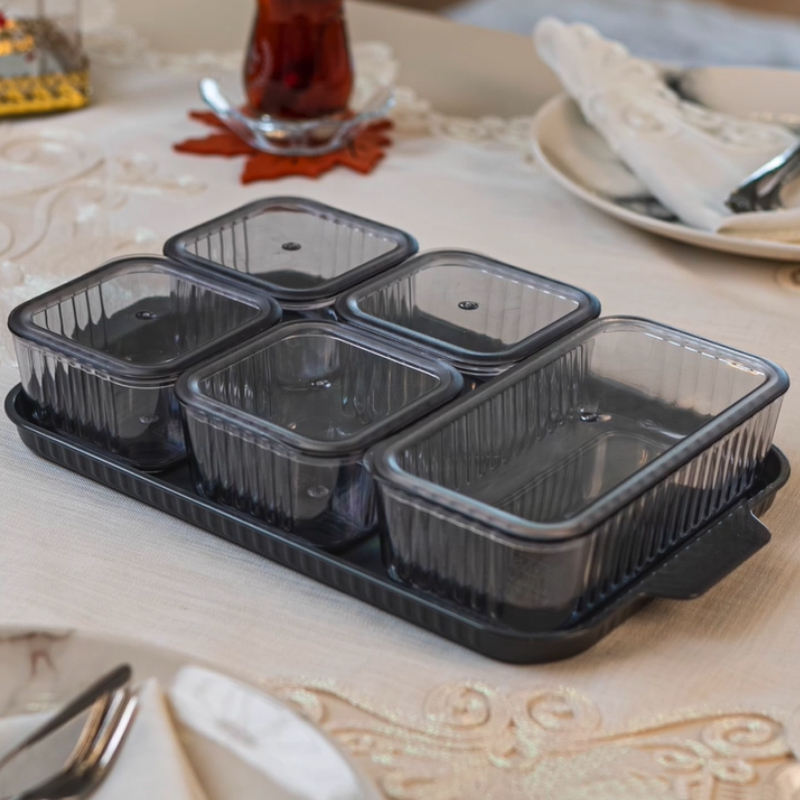 BOITE PETIT DEJEUNER 5 COMPARTIMENTS 32X21X6 CM CRYSTAL MAT