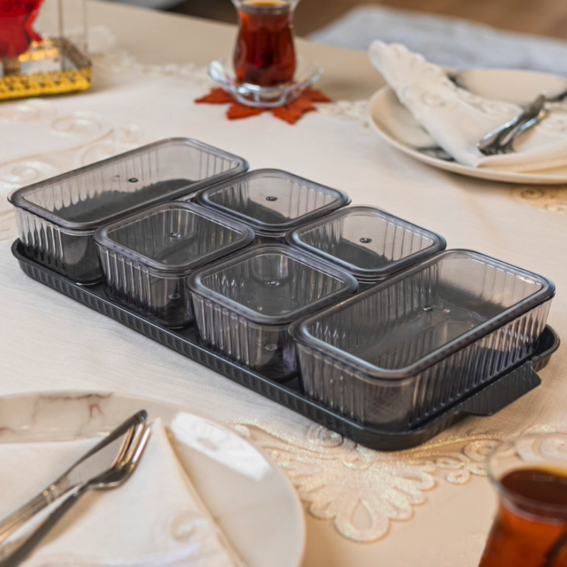 BOITE PETIT DEJEUNER 6 COMPARTIMENTS 41X19X6 CM CRYSTAL MAT