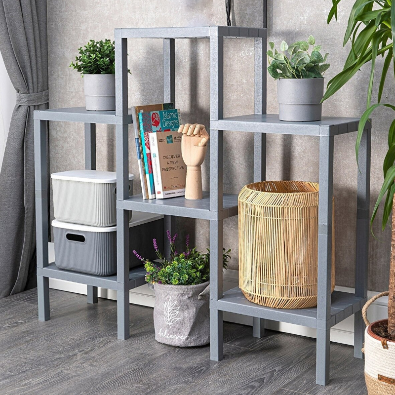 ETAGERE DECO SALON PLASTIQUE 108X100X29 CM MIX GRIS/BLANC