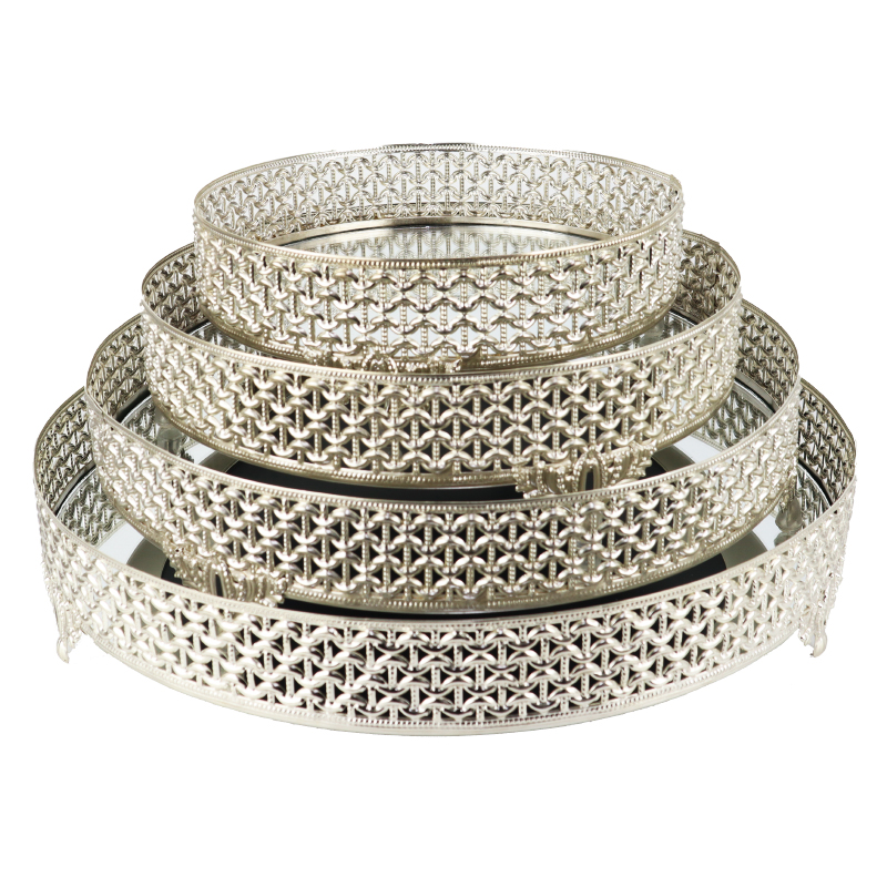 SET 4 PLATEAUX ROND 20/25/30/35 CM MODELE ARGENT