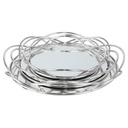 SET 3 PLATEAUX METAL ROND 24/30/34 CM MODELE ARGENT