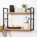 ETAGERE MURALE 2 NIVEAUX METAL/BOIS 47X16X35 CM 