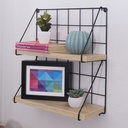 ETAGERE MURALE 2 NIVEAUX METAL/BOIS 40X12X40 CM 