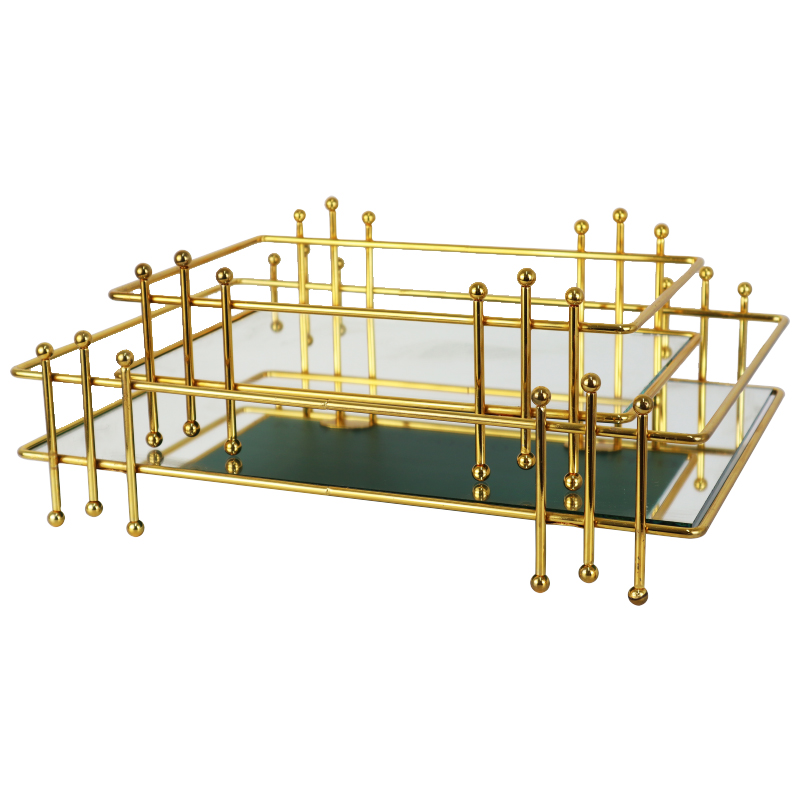 SET 2 PLATEAUX DECO 36X25X10 / 28X17X10 CM MODELE OR 