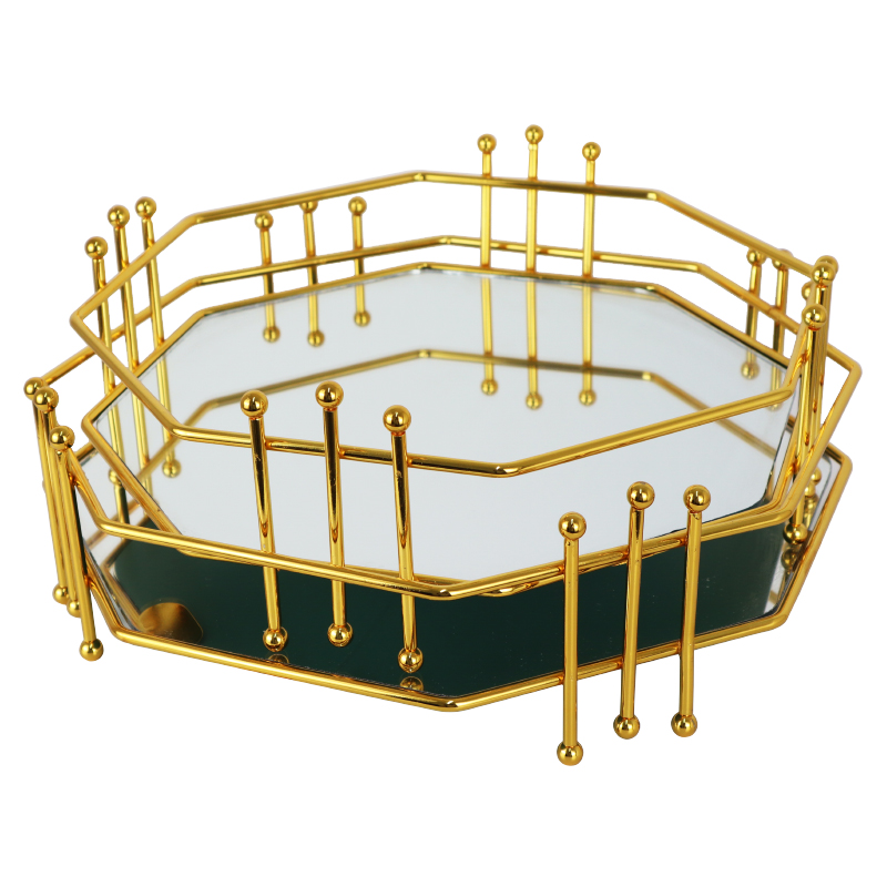 SET 2 PLATEAUX DECO 24 CM / 33 CM MODELE OR 